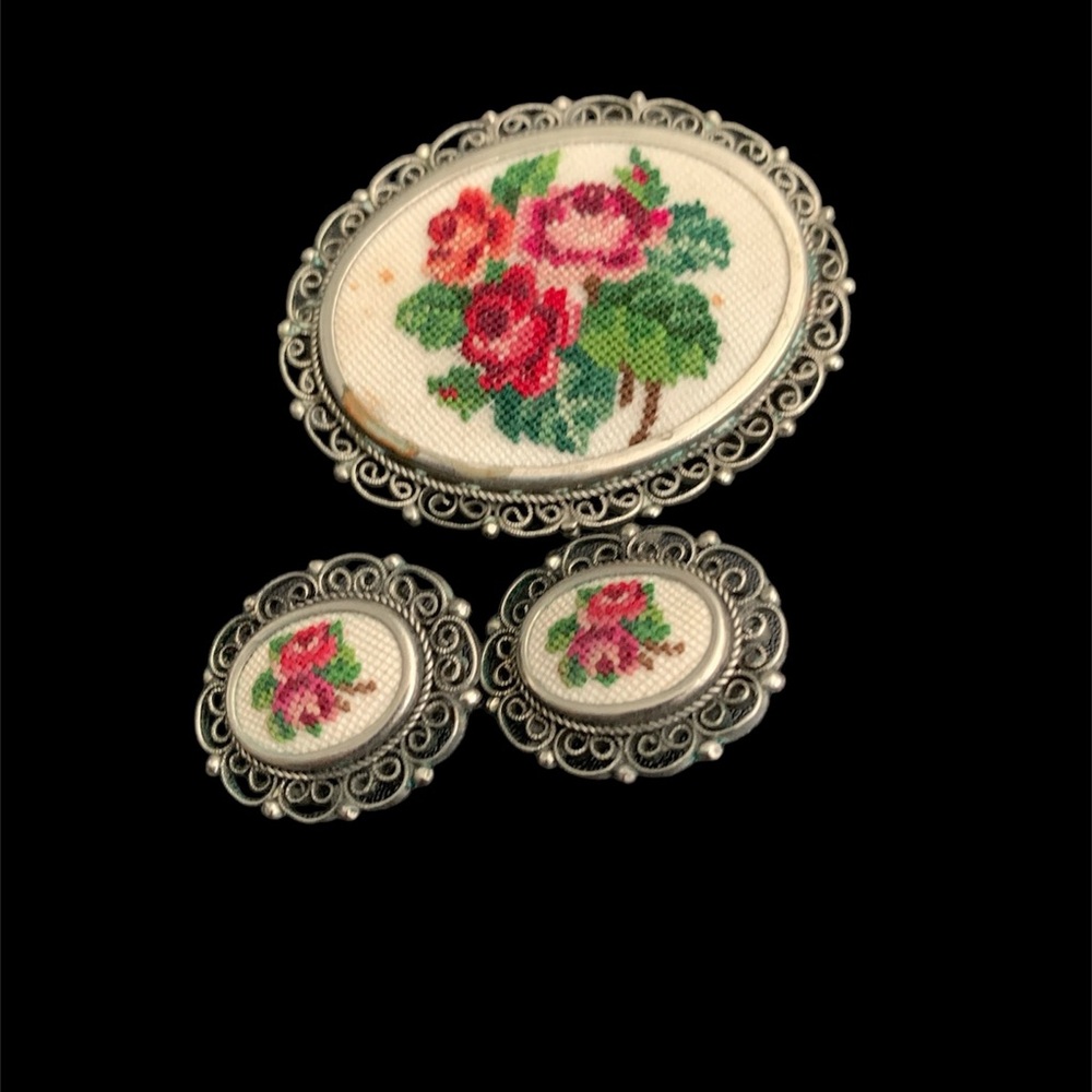 Vintage Brooch with Earrings